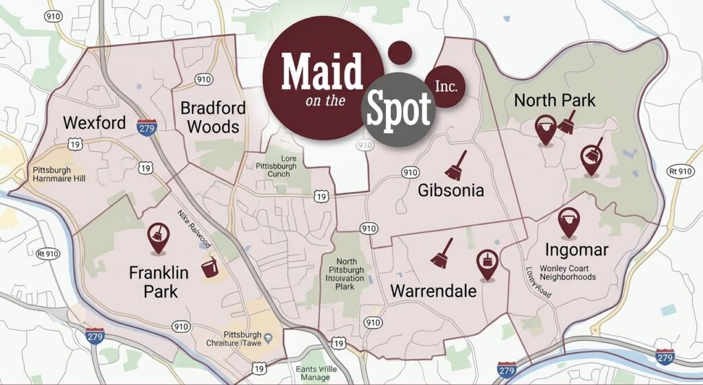 Service area map for Wexford house cleaning